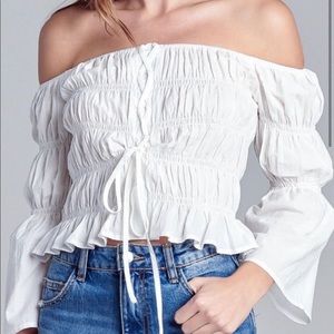 Off The Shoulder Shirred Top